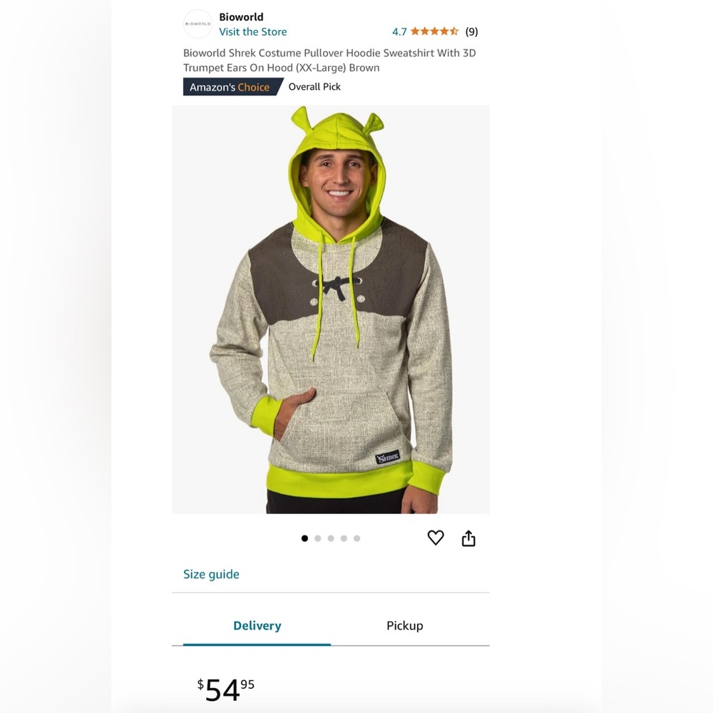 Dreamworks Shrek Men's Green and Gray Pullover Hoodie